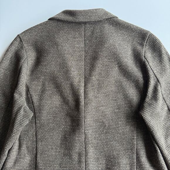 J Jill Wool Blend Jersey Houndstooth Brown Tan Two Button Blazer Jacket M - Picture 4 of 9